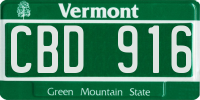 VT license plate CBD916