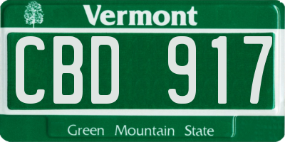 VT license plate CBD917