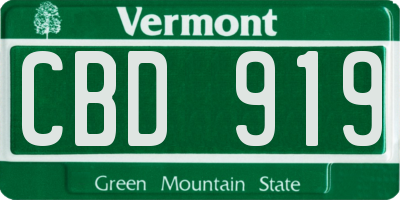 VT license plate CBD919