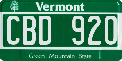 VT license plate CBD920