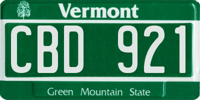 VT license plate CBD921