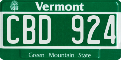 VT license plate CBD924
