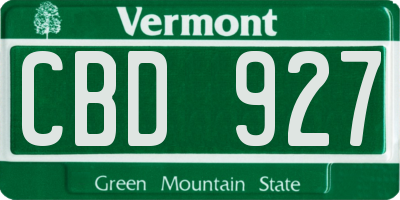 VT license plate CBD927