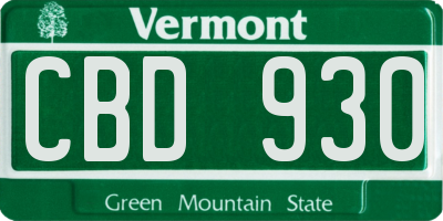 VT license plate CBD930