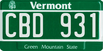VT license plate CBD931