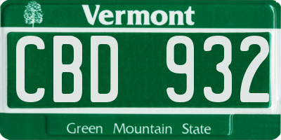 VT license plate CBD932