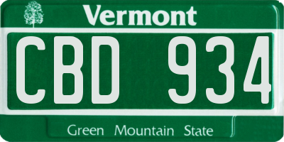 VT license plate CBD934