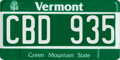 VT license plate CBD935
