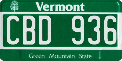 VT license plate CBD936