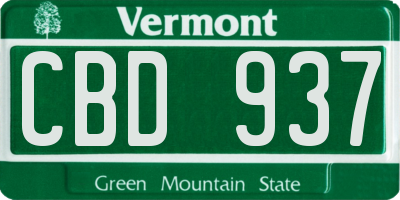 VT license plate CBD937