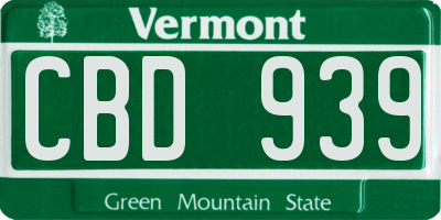 VT license plate CBD939