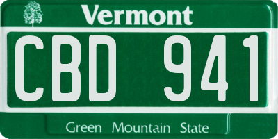 VT license plate CBD941