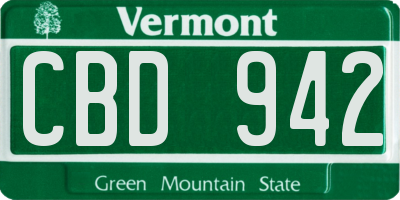 VT license plate CBD942