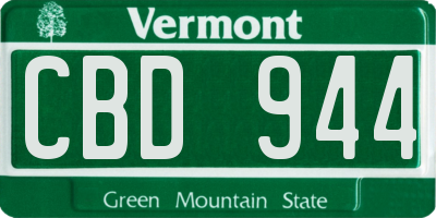 VT license plate CBD944