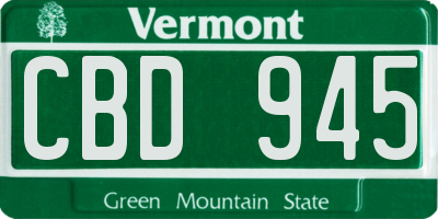 VT license plate CBD945