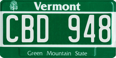 VT license plate CBD948