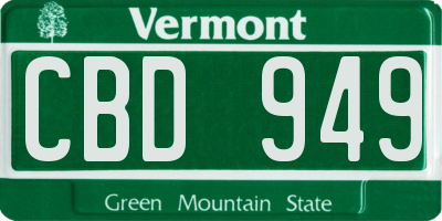 VT license plate CBD949