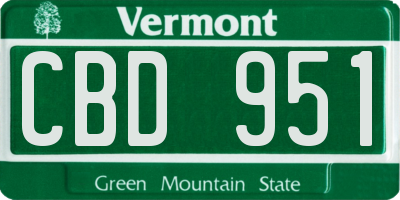 VT license plate CBD951