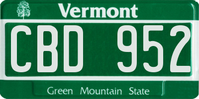 VT license plate CBD952