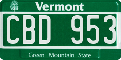 VT license plate CBD953