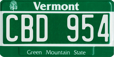 VT license plate CBD954