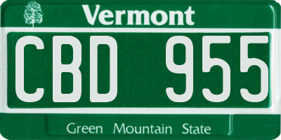 VT license plate CBD955