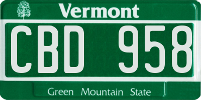 VT license plate CBD958