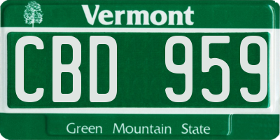 VT license plate CBD959