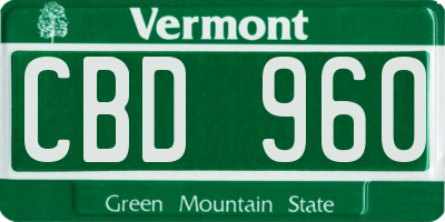 VT license plate CBD960