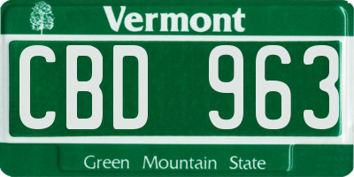 VT license plate CBD963