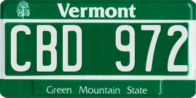 VT license plate CBD972