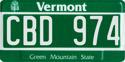 VT license plate CBD974