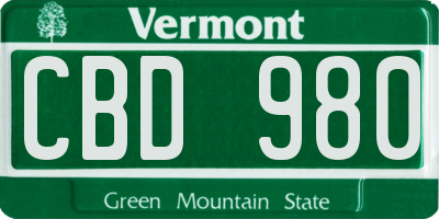 VT license plate CBD980