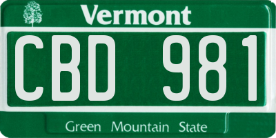 VT license plate CBD981