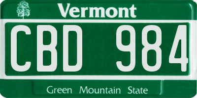 VT license plate CBD984