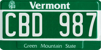 VT license plate CBD987
