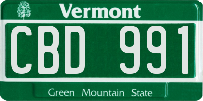 VT license plate CBD991