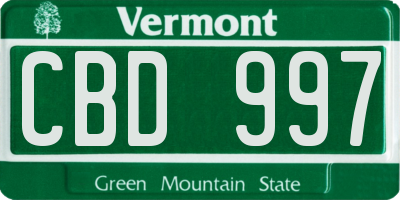 VT license plate CBD997