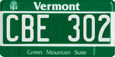 VT license plate CBE302