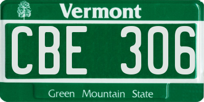 VT license plate CBE306