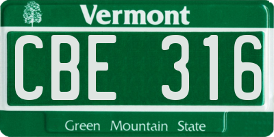 VT license plate CBE316