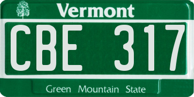 VT license plate CBE317
