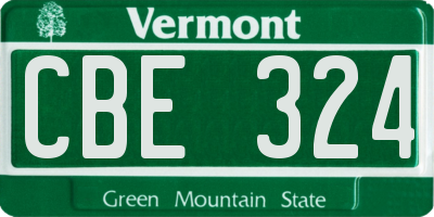 VT license plate CBE324