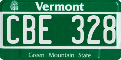 VT license plate CBE328