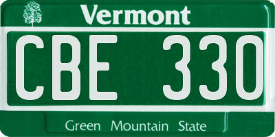 VT license plate CBE330