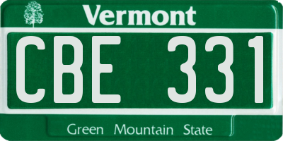 VT license plate CBE331