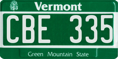 VT license plate CBE335