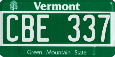 VT license plate CBE337