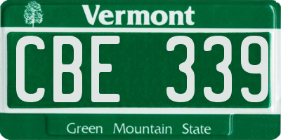 VT license plate CBE339