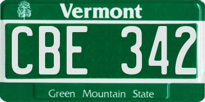 VT license plate CBE342